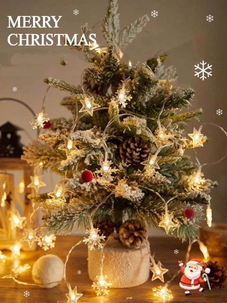 40 LED Star & Snowflake Christmas Lights – 6M USB/Battery Outdoor Decor - Decor Cravings