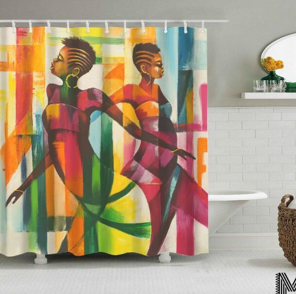 Modern Graffiti Shower Curtain – Black Girl Art with Big Earrings, African Urban Style - Decor Cravings