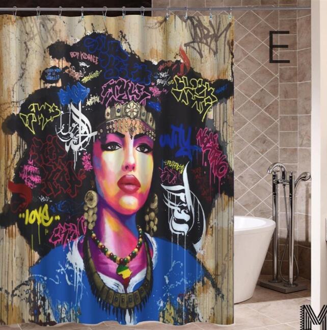 Modern Graffiti Shower Curtain – Black Girl Art with Big Earrings, African Urban Style - Decor Cravings