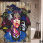 Modern Graffiti Shower Curtain – Black Girl Art with Big Earrings, African Urban Style - Decor Cravings