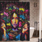 Modern Graffiti Shower Curtain – Black Girl Art with Big Earrings, African Urban Style - Decor Cravings