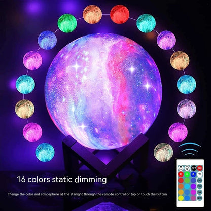 Galaxy Moon Lamp 3D Printed Night Light – Soft Ambient Glow for Bedroom & Gifting