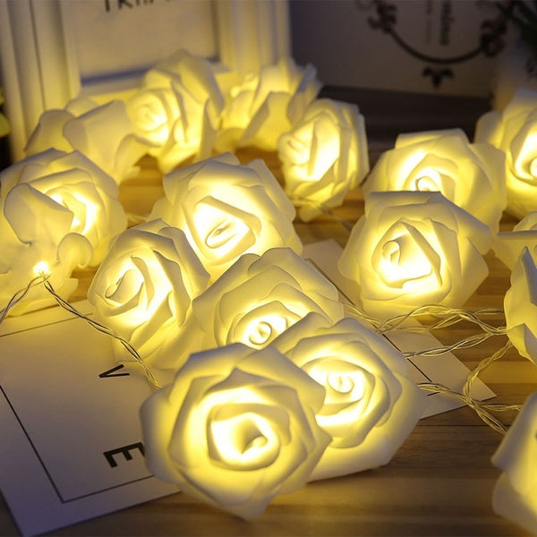 LED Rose Flower String Lights – Romantic Battery-Powered Room & Event Decor - Decor Cravings