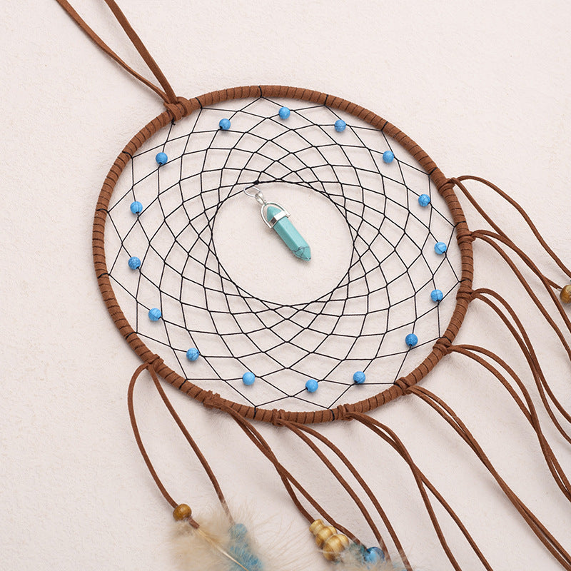 Handmade Star Feather Dreamcatcher with Pentagram Wind Chimes – Boho Wall Hanging Gift - Decor Cravings