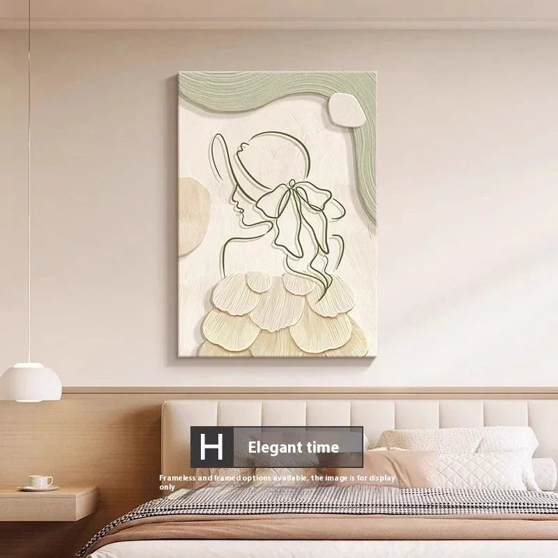 Abstract Line Art Wall Decor – Cream Style Character Mural for Modern Spaces - Decor Cravings