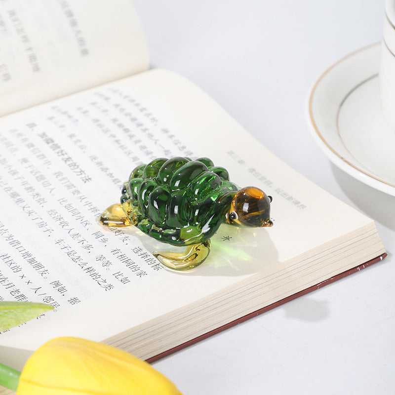 Handmade Mini Glass Turtle Figurine – Aquarium Decor & Home Ornament - Decor Cravings