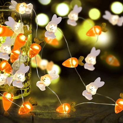 Carrot Rabbit Easter LED Lights – Battery Powered Decorative Garland - Decor Cravings