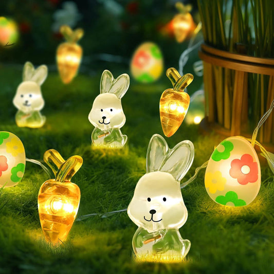 Carrot Rabbit Easter LED Lights – Battery Powered Decorative Garland - Decor Cravings