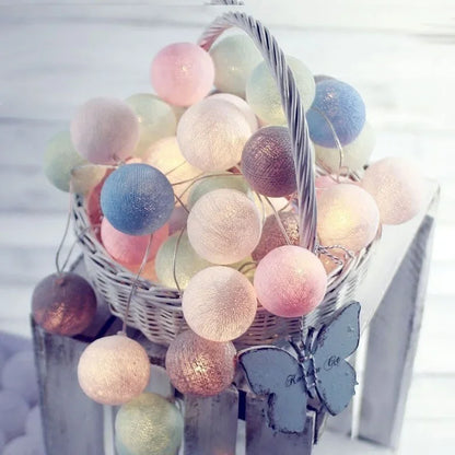 LED Cotton Ball Garland – Colorful Fairy Lights for Home Decor - Decor Cravings