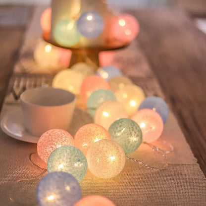 LED Cotton Ball Garland – Colorful Fairy Lights for Home Decor - Decor Cravings