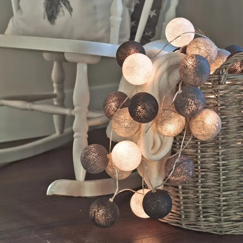 LED Cotton Ball Garland – Colorful Fairy Lights for Home Decor - Decor Cravings