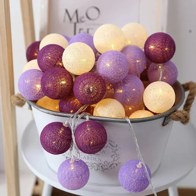 LED Cotton Ball Garland – Colorful Fairy Lights for Home Decor - Decor Cravings