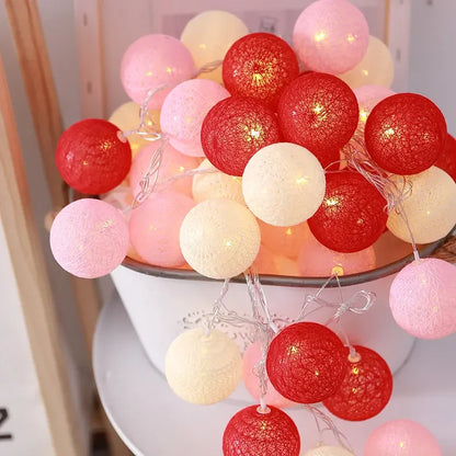 LED Cotton Ball Garland – Colorful Fairy Lights for Home Decor - Decor Cravings