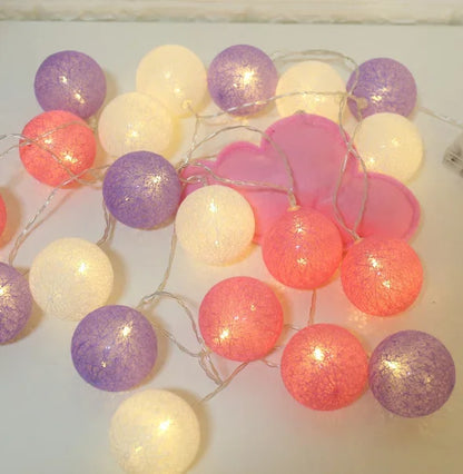 LED Cotton Ball Garland – Colorful Fairy Lights for Home Decor - Decor Cravings