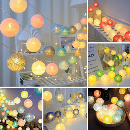 LED Cotton Ball Garland – Colorful Fairy Lights for Home Decor - Decor Cravings