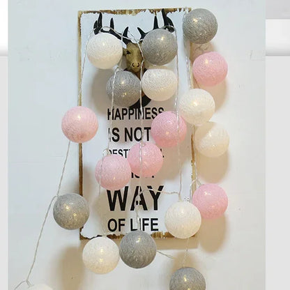 LED Cotton Ball Garland – Colorful Fairy Lights for Home Decor - Decor Cravings