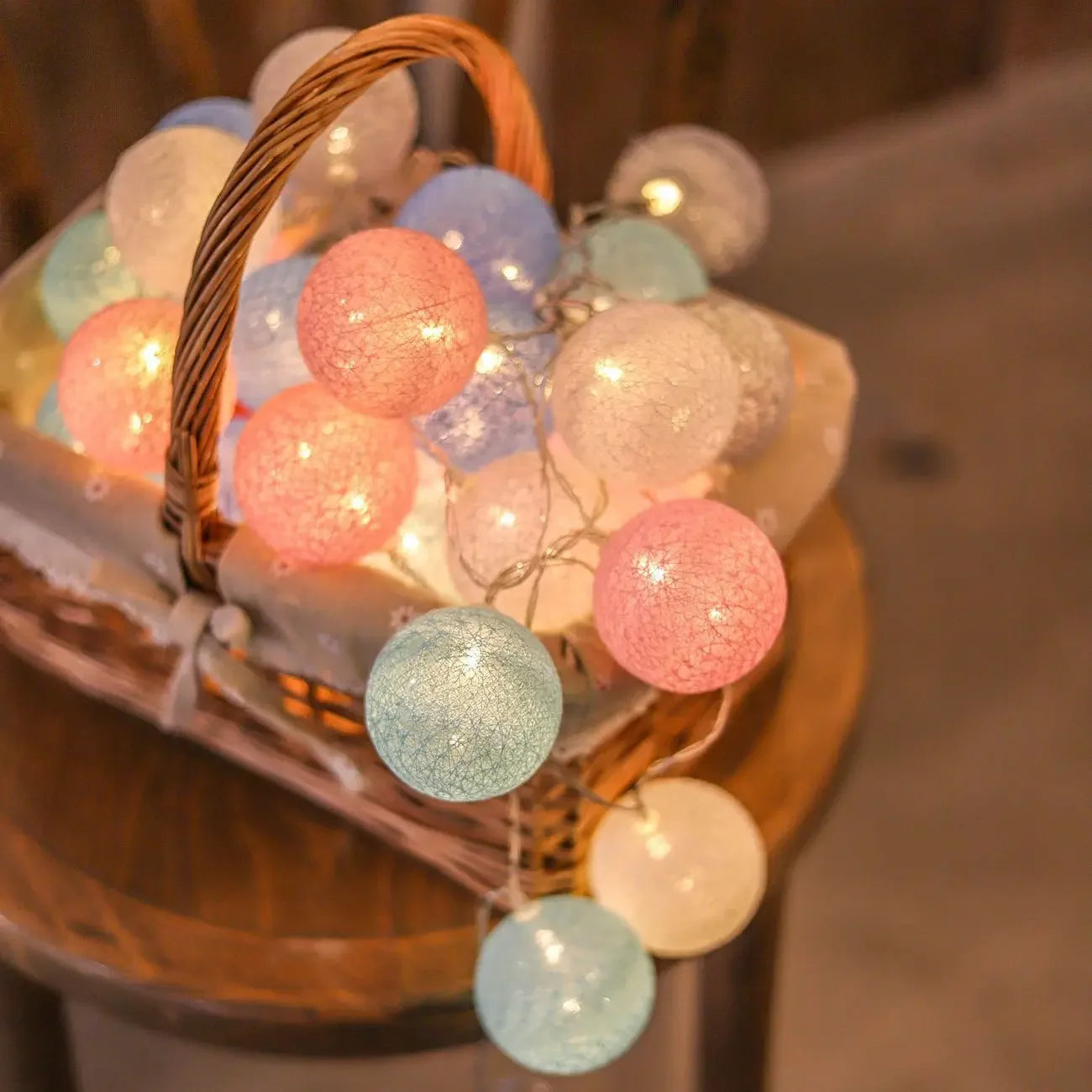 LED Cotton Ball Garland – Colorful Fairy Lights for Home Decor - Decor Cravings