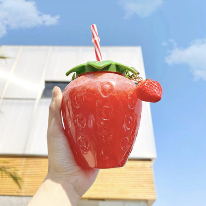 500ml Cute Strawberry Cartoon Straw Bottle - Perfect for Milk, Coffee & More - Decor Cravings